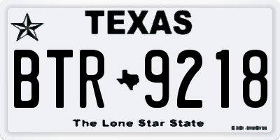 TX license plate BTR9218