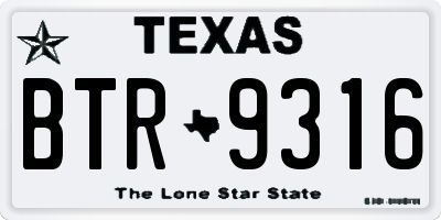 TX license plate BTR9316
