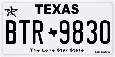TX license plate BTR9830