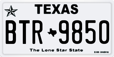 TX license plate BTR9850
