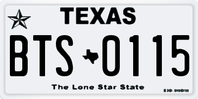 TX license plate BTS0115