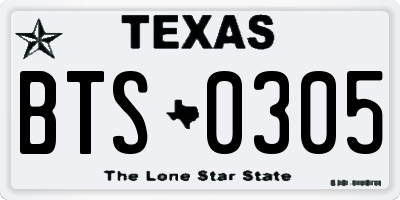 TX license plate BTS0305