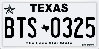 TX license plate BTS0325