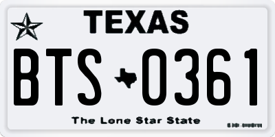 TX license plate BTS0361