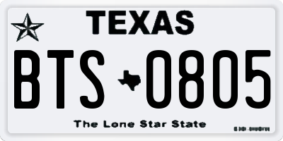 TX license plate BTS0805