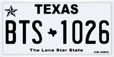 TX license plate BTS1026
