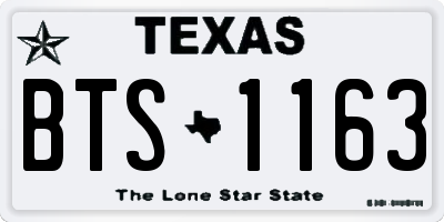 TX license plate BTS1163