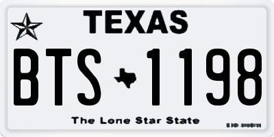TX license plate BTS1198
