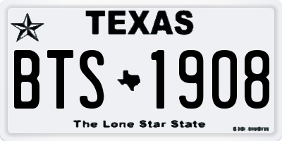 TX license plate BTS1908