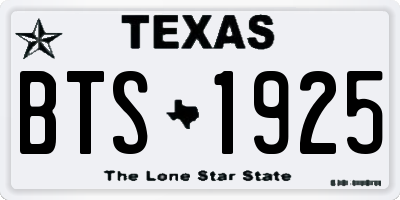 TX license plate BTS1925