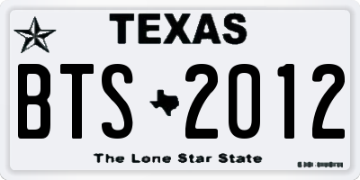 TX license plate BTS2012