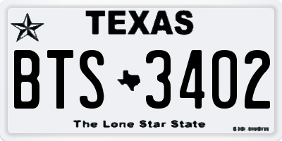 TX license plate BTS3402