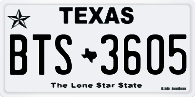 TX license plate BTS3605