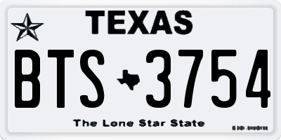 TX license plate BTS3754