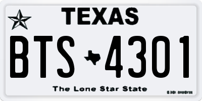 TX license plate BTS4301