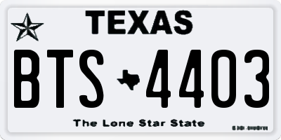 TX license plate BTS4403