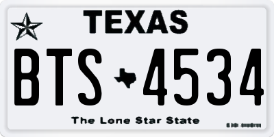 TX license plate BTS4534