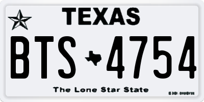 TX license plate BTS4754