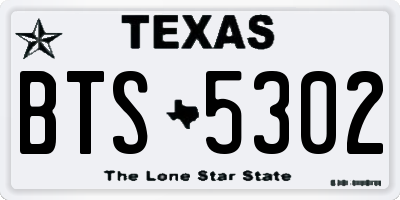 TX license plate BTS5302