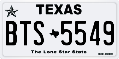 TX license plate BTS5549