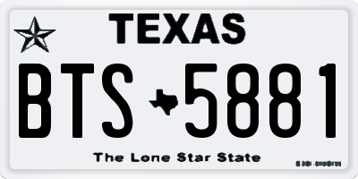TX license plate BTS5881
