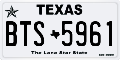 TX license plate BTS5961
