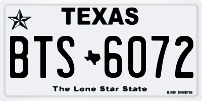 TX license plate BTS6072