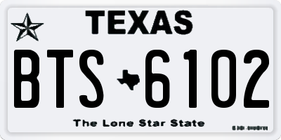 TX license plate BTS6102