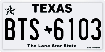 TX license plate BTS6103