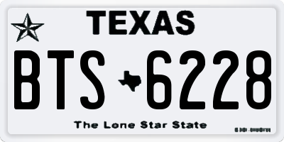 TX license plate BTS6228