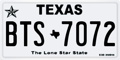 TX license plate BTS7072