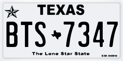 TX license plate BTS7347