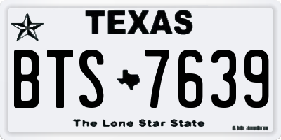 TX license plate BTS7639