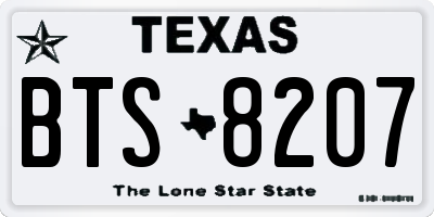 TX license plate BTS8207