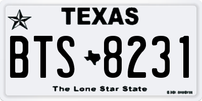 TX license plate BTS8231