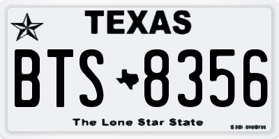 TX license plate BTS8356