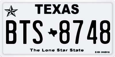 TX license plate BTS8748