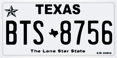 TX license plate BTS8756