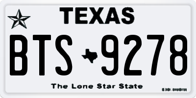 TX license plate BTS9278