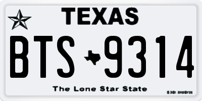 TX license plate BTS9314