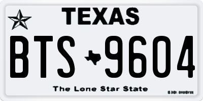 TX license plate BTS9604