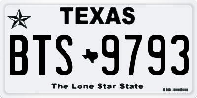 TX license plate BTS9793