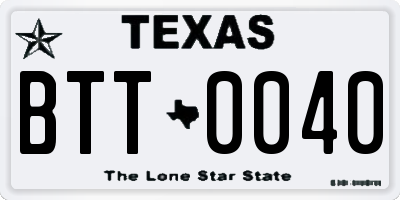 TX license plate BTT0040