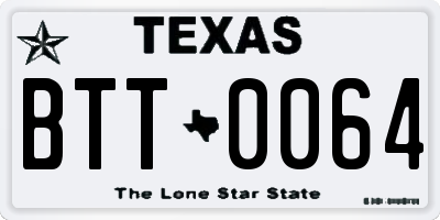 TX license plate BTT0064
