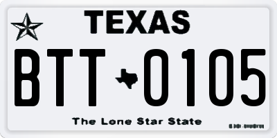 TX license plate BTT0105