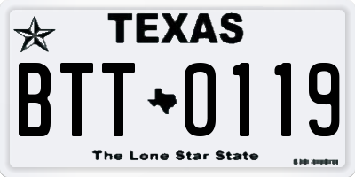 TX license plate BTT0119