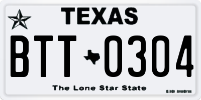 TX license plate BTT0304