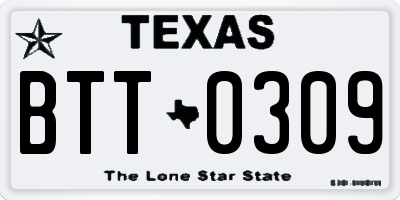 TX license plate BTT0309
