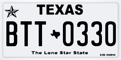 TX license plate BTT0330