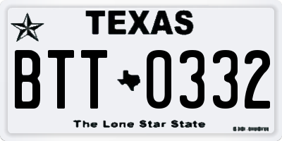 TX license plate BTT0332